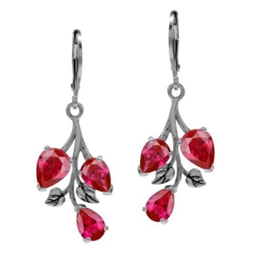 4730 Simulated Pear Shape Red Ruby 925 Sterling Silver Leaf Vintage
